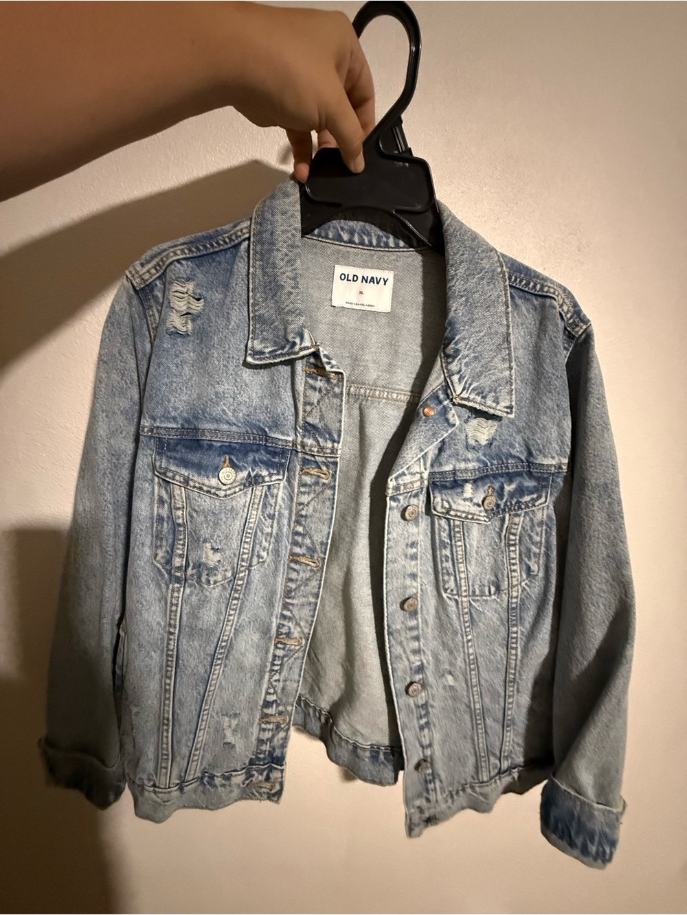 Old Navy Light Blue Distressed Denim Jacket - Women's